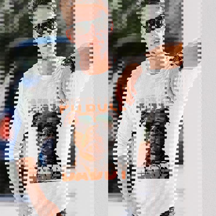 Pitbull Daddyピットブル・パパ・ヴァタータグ アメリカン・ピット・ブル・テリア・パパ 長袖tシャツ 長袖Tシャツ 彼への贈り物