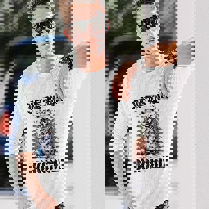 Questquad ブロッコリー 面白い 猫好き 長袖Tシャツ 彼への贈り物