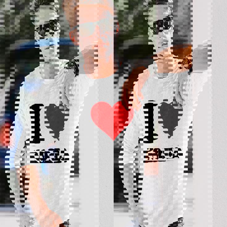 Red Heart I Love Korea 長袖Tシャツ 彼への贈り物