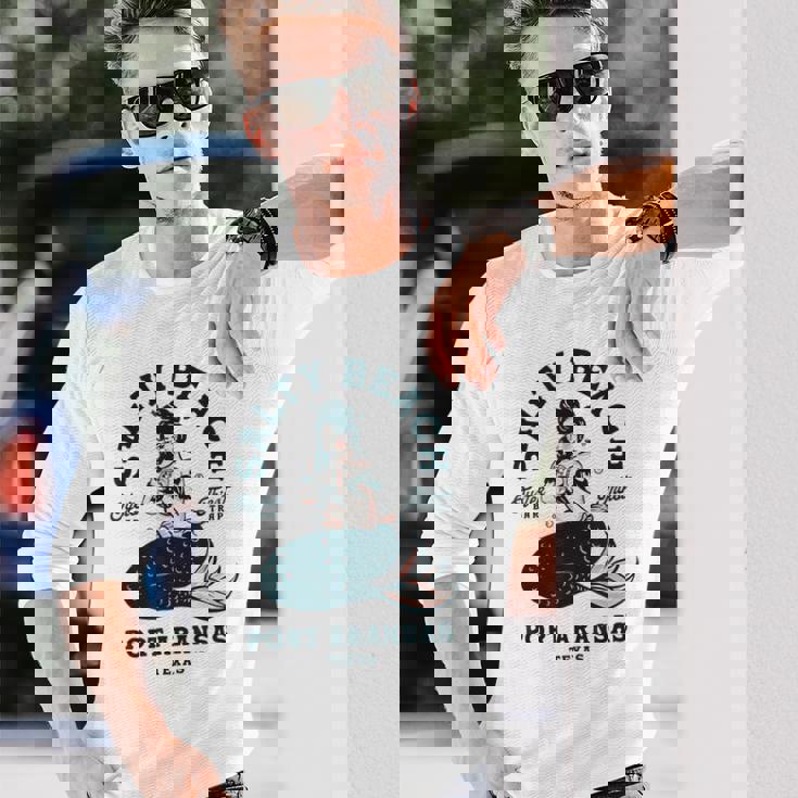 Salty Beach Port Aransas テキサス マーメイドシャツ ダイブバー オイスター 長袖Tシャツ 彼への贈り物