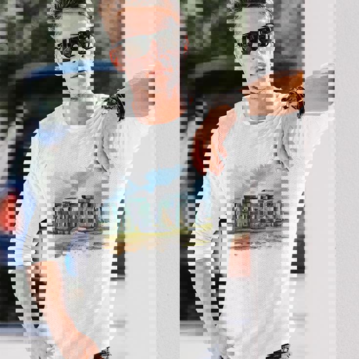 Stonehenge イギリス土産 ストーンヘンジ。 長袖tシャツ 長袖Tシャツ 彼への贈り物