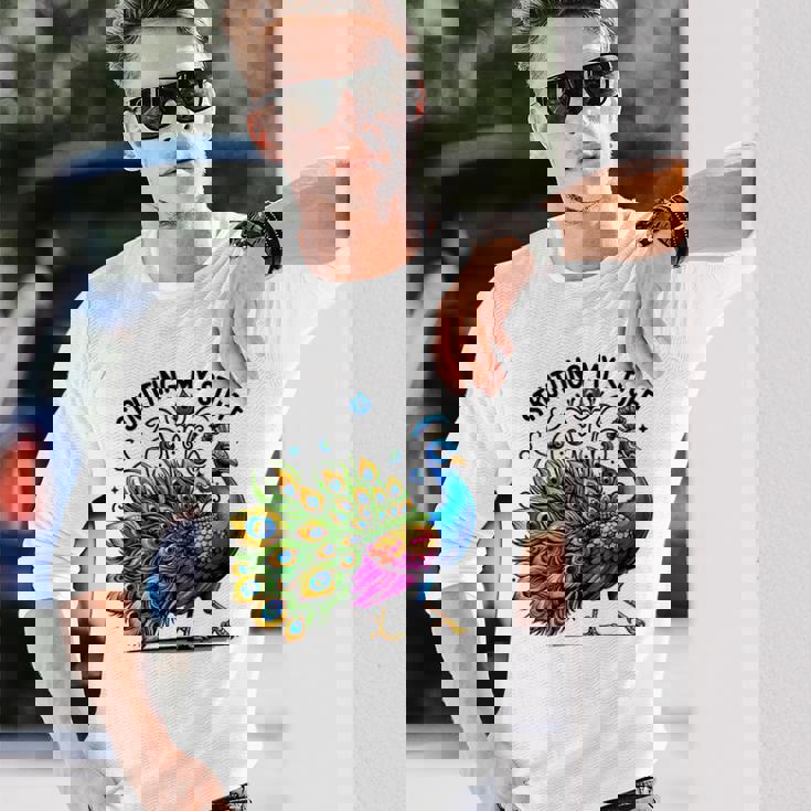 Strutting Mytuff カラフル 孔雀好き 長袖Tシャツ 彼への贈り物