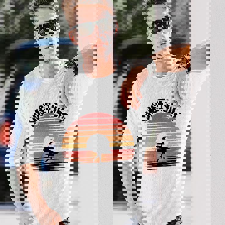 Sunseturf サーフボード ビンテージサーフィン サーファー用 長袖Tシャツ 彼への贈り物