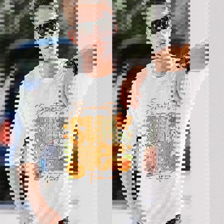 Sweetummer Time 鮮やかなフローラルピーチ 長袖tシャツ 長袖Tシャツ 彼への贈り物