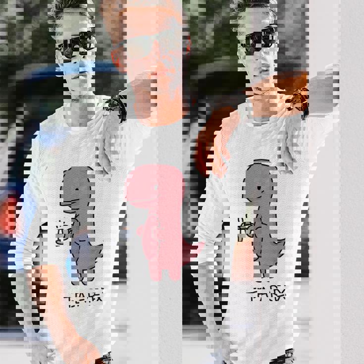 Tea Rex ユーモラスパン。 長袖Tシャツ 彼への贈り物