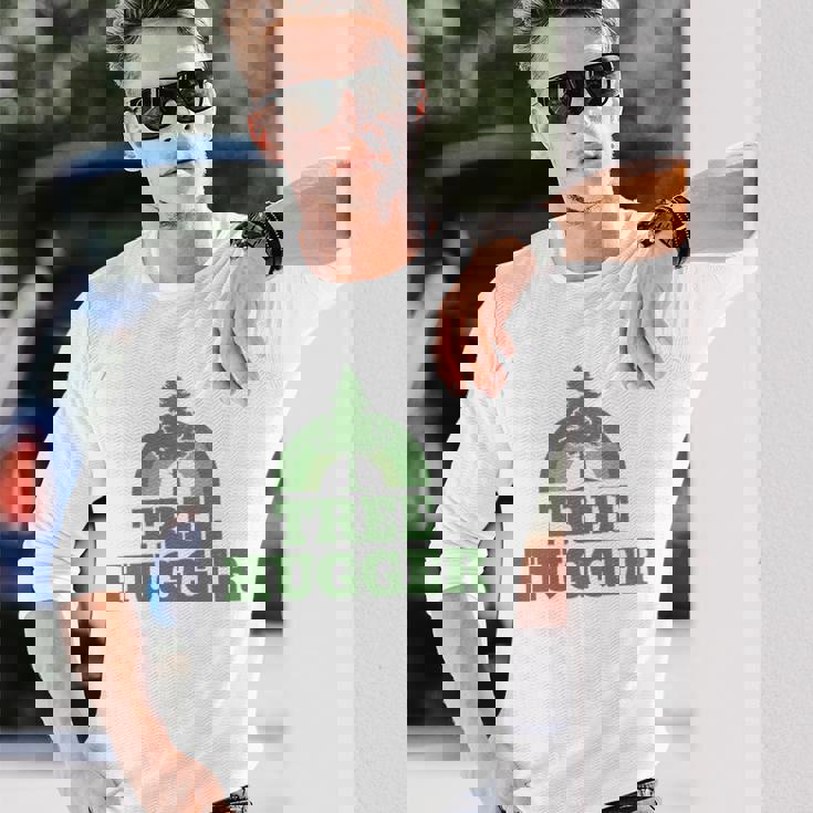 Tree Hugger 環境保護主義者 ヴィンテージ レトロ 自然愛好家 長袖tシャツ 長袖Tシャツ 彼への贈り物