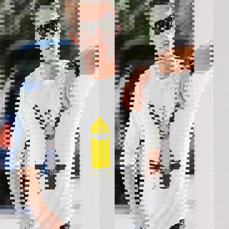 Trompe L'œil スキューバダイビングボトルバック 長袖Tシャツ 彼への贈り物