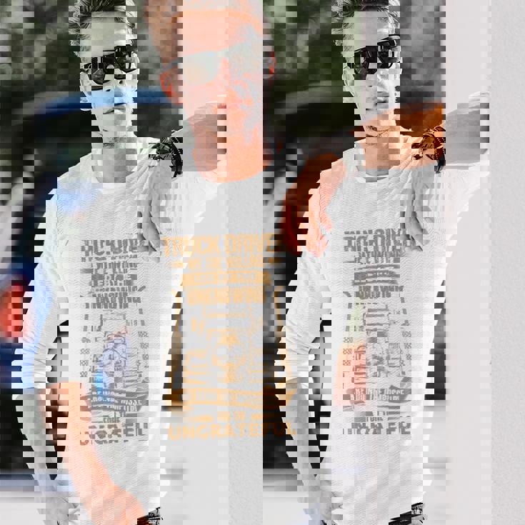 Truck Drivers Fun Truckers トラッキング スカル バックサイド 長袖tシャツ 長袖Tシャツ 彼への贈り物