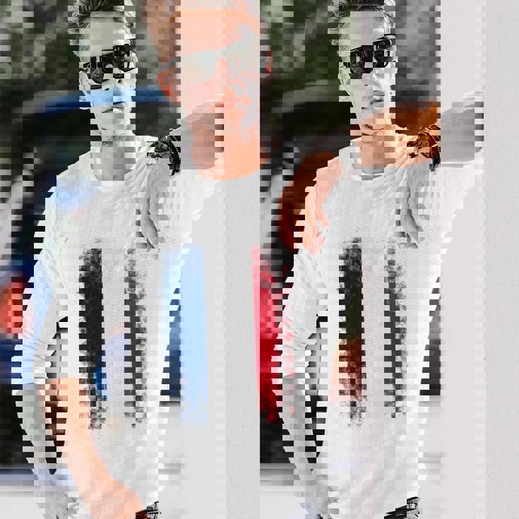 Vintage France Distressed Flag Illustration Graphic s 長袖Tシャツ 彼への贈り物