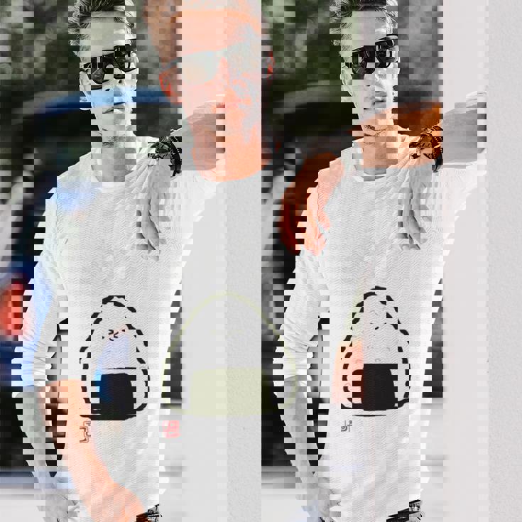 「パン-おにぎり」おもしろ 筆文字 服裏側 面白い文字入り 長袖tシャツ 長袖Tシャツ 彼への贈り物