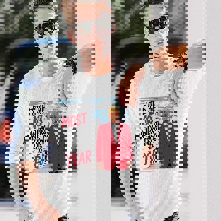 「今年一番素晴らしい言葉だ」トランプクリスマス 長袖tシャツ 長袖Tシャツ 彼への贈り物