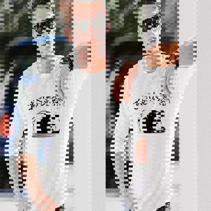 【なんもしたくない】パンダ おもしろ 面白い熊 可愛い ユーモア ギャグ ネタ ウケ狙い 笑える だらだら キャラクター 長袖Tシャツ 彼への贈り物