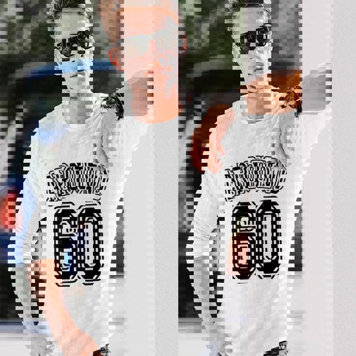 【バックプリント・背中側】Around 60 還暦 アラカン アラウンド 六十歳 お誕生日 60代 面白 長袖Tシャツ 彼への贈り物