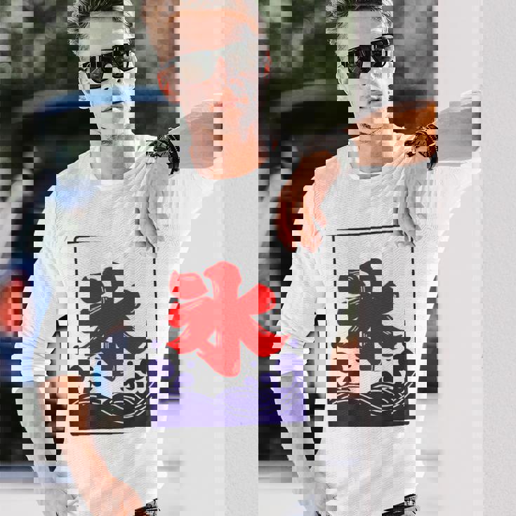 【バックプリント・背中側】氷 のれん 夏（氷屋 かき氷）お祭り 露店 夜店 漢字 文字 昭和レトロ 和柄 イラスト 長袖Tシャツ 彼への贈り物