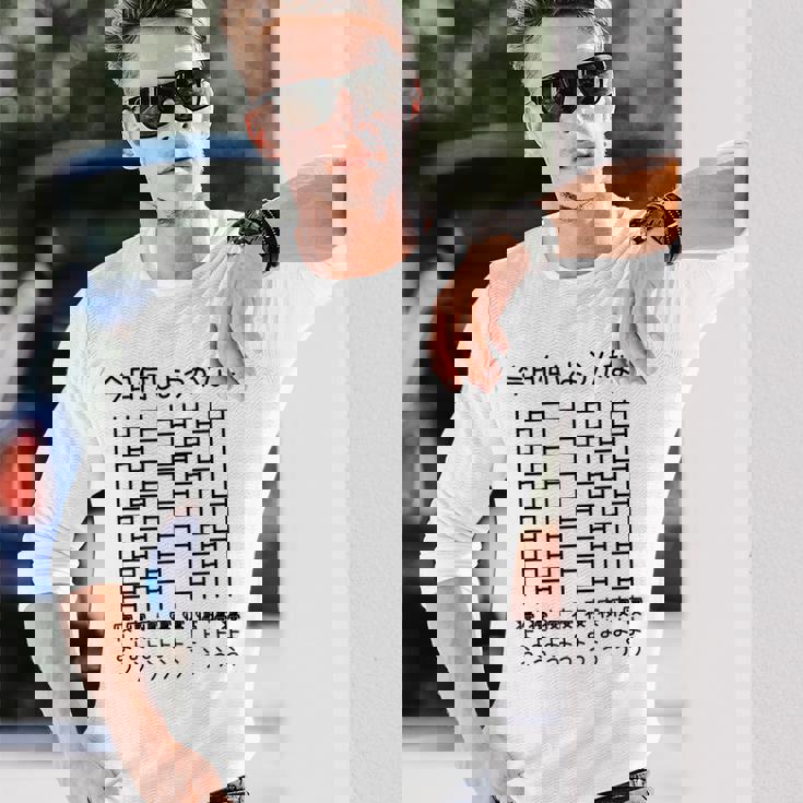 【今日何しようかな 寝よう】あみだくじ 文字 遊び心 おもしろ 面白い ユーモア ギャグ ネタ ウケ狙い 笑える 変な 長袖Tシャツ 彼への贈り物