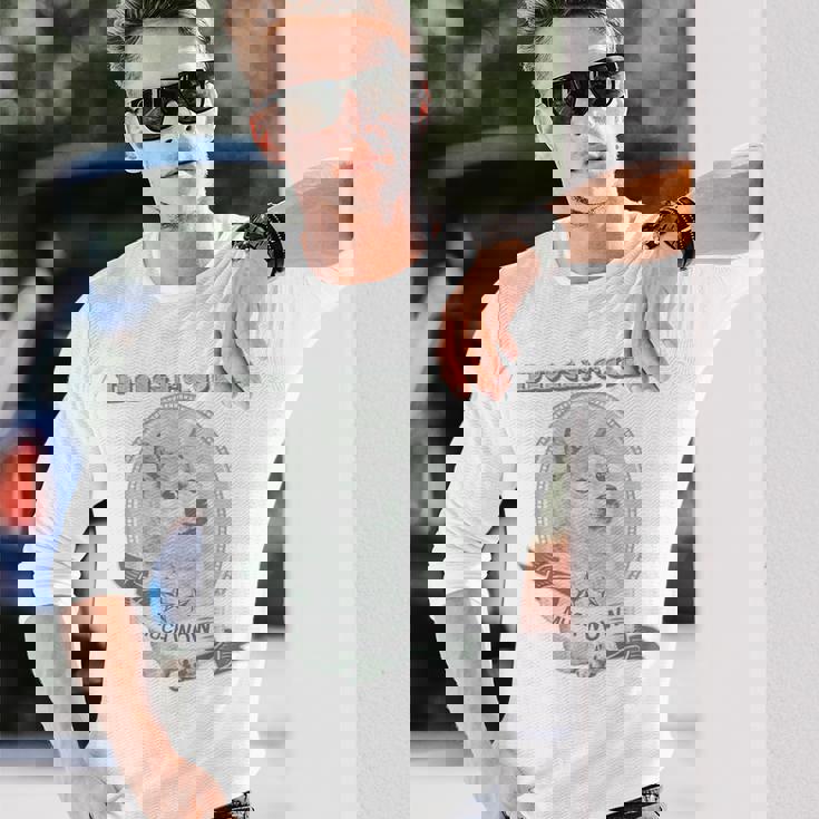 おもしろいいいいどこん 柴犬犬 ドル札 暗号のお金 長袖Tシャツ 彼への贈り物