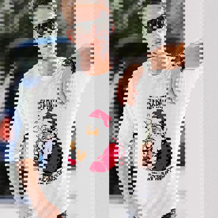 おもしろい親愛なるサンタさん、コーヒーを持ってきてクリスマスクリスマス 長袖Tシャツ 彼への贈り物