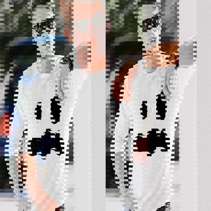 お化けの顔 ハロウィーン 幽霊 おばけ ゆうれい 長袖Tシャツ 彼への贈り物