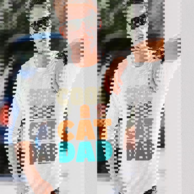 かっこいい猫お父さん面白い猫好きの男性 長袖tシャツ 長袖Tシャツ 彼への贈り物