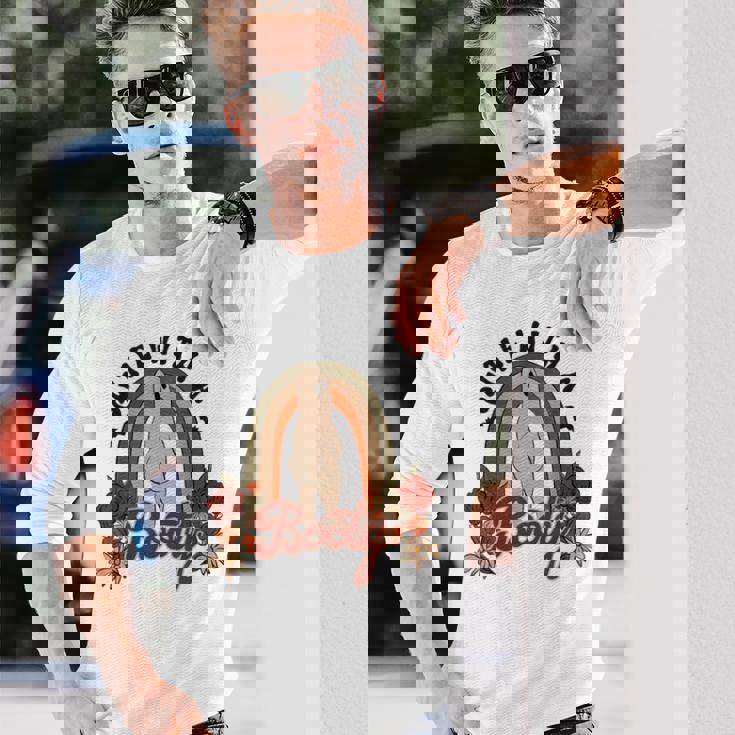 かわいいお尻 面白い ハロウィン ゴースト レトロ ヴィンテージ スタイル 長袖Tシャツ 彼への贈り物