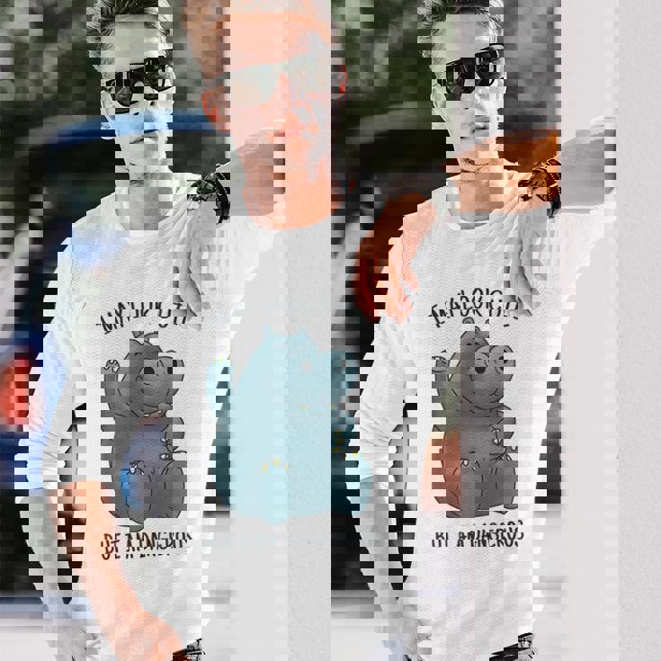 かわいいグレーカバ 長袖Tシャツ 彼への贈り物