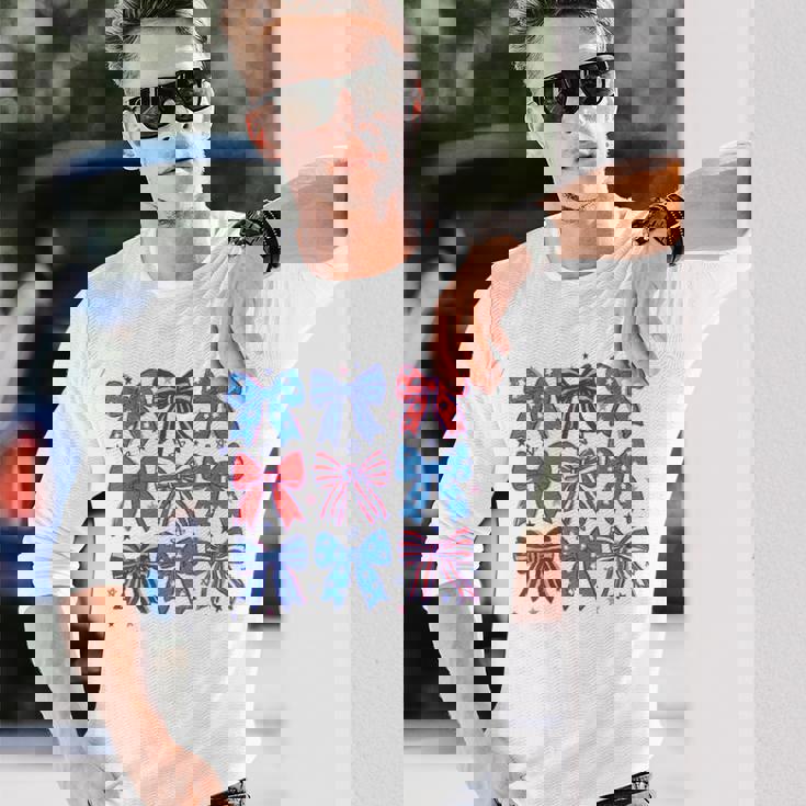 かわいい愛国的なボウスターデザイン7月4日シャツusaプライド 長袖Tシャツ 彼への贈り物