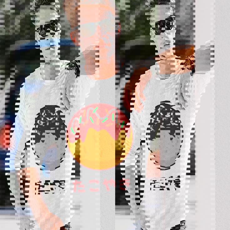 おもしろ たこ焼き 和 大阪 食品 日本 ひらがな 文字 長袖Tシャツ 彼への贈り物