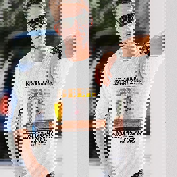 ただビール飲みたい&吊るしw おれのシベリアンハスキー 長袖Tシャツ 彼への贈り物