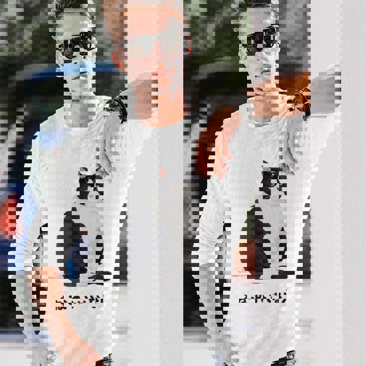 ねこのいいなり 猫 ネコ ぽっちゃり ハチワレ猫 黒白猫 白黒猫 イラスト 猫好き おしゃれ かわいい 長袖Tシャツ 彼への贈り物