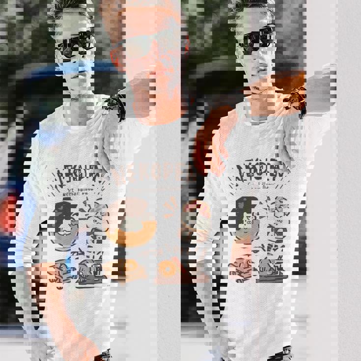 ねこぺん日和 ドーナツ 長袖Tシャツ 彼への贈り物