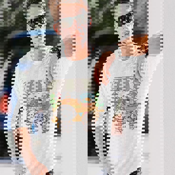 ねこぺん日和 ドーナツワゴン 長袖Tシャツ 彼への贈り物