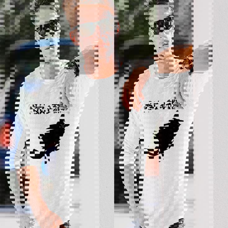 やる気スイッチ故障中 猫 ジョーク かわいい 動物好き ギャグ好き ジョーク好き ギャグ おもしろ ネタ 長袖Tシャツ 彼への贈り物