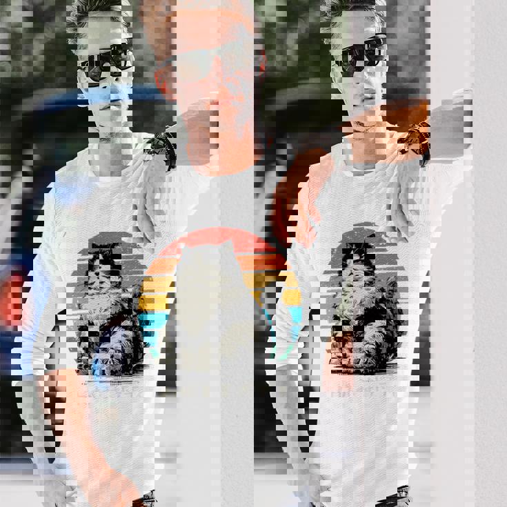 わがままボディ 猫 ねこ 太ったねこ ぽっちゃり ねこ好き かわいい おもしろ 面白い おもろい 手書き レトロ 長袖tシャツ 長袖Tシャツ 彼への贈り物