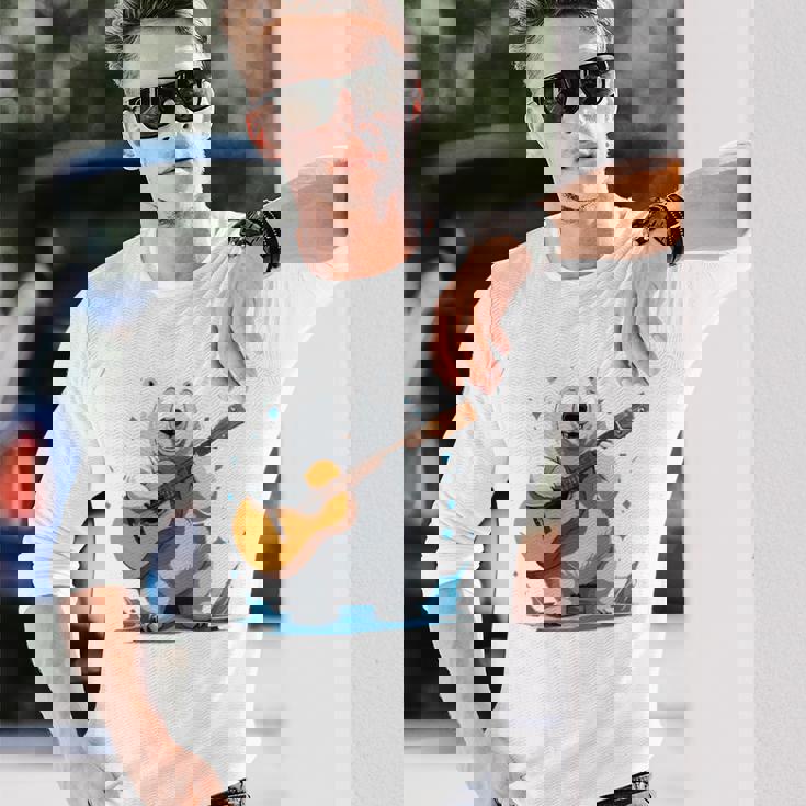 アコースティックギターを弾くクマ、ベアギタリスト 長袖tシャツ 長袖Tシャツ 彼への贈り物