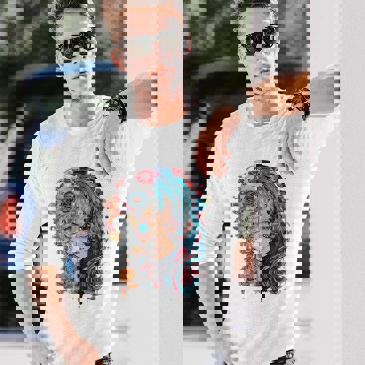 アニメ 漫画 モチーフ カラフル イラスト アニメ 長袖Tシャツ 彼への贈り物