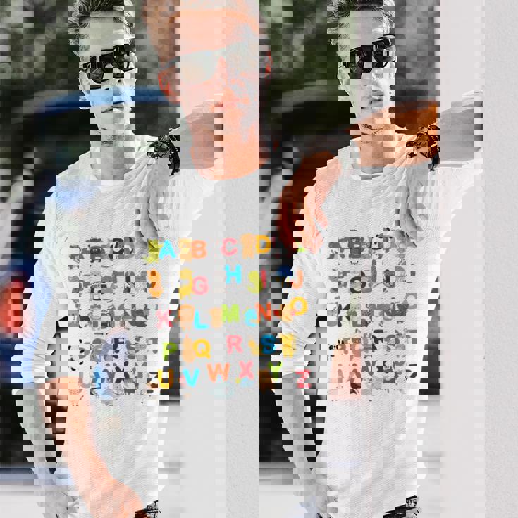 アルファベット動物学習abc キュート キッズ 教育 小道具 長袖Tシャツ 彼への贈り物