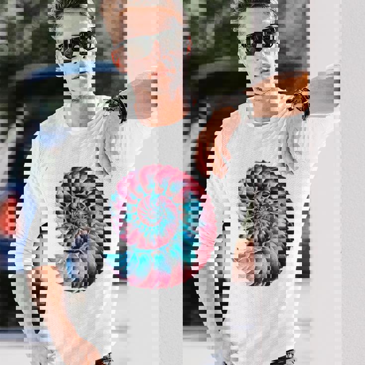 アンモナイトスパイラル貝殻 長袖tシャツ 長袖Tシャツ 彼への贈り物