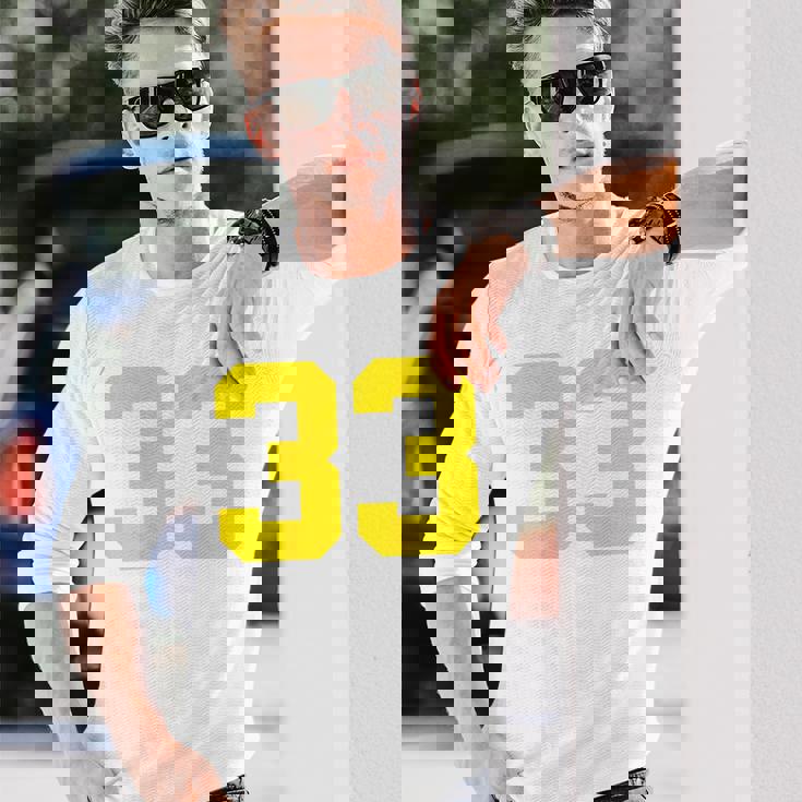 イエローナンバー33 背面 スポーツチーム ジャージ番号 長袖Tシャツ 彼への贈り物