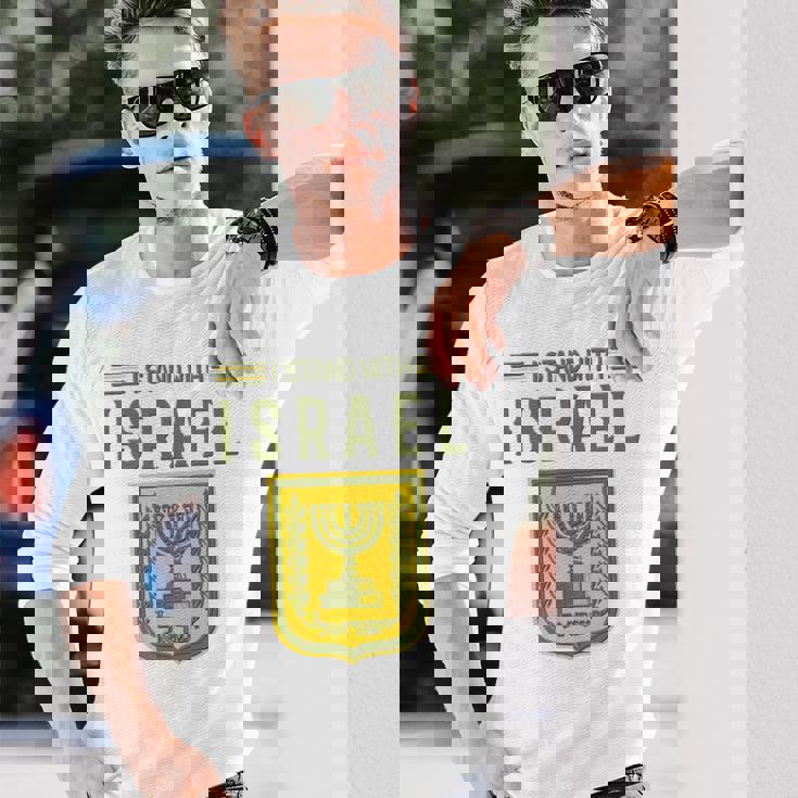 イスラエルシャツ サポート イスラエルスタンド イスラエル国旗付き 長袖Tシャツ 彼への贈り物