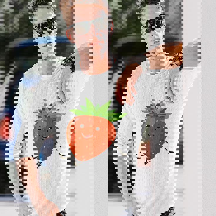 イチゴのハロウィンコスチューム かわいい怠惰なイチゴの果実 長袖Tシャツ 彼への贈り物