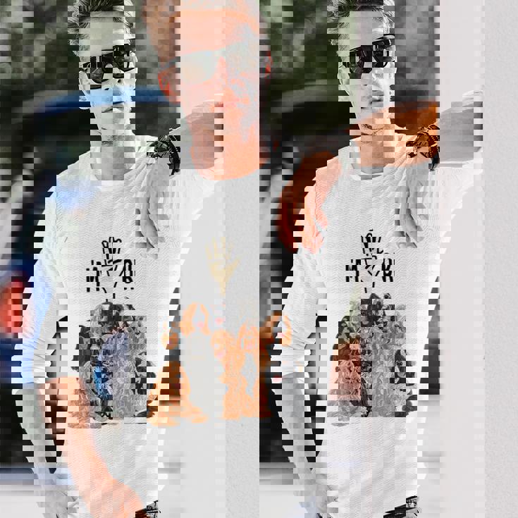 イングリッシュコッカースパニエルがいっぱい 長袖Tシャツ 彼への贈り物