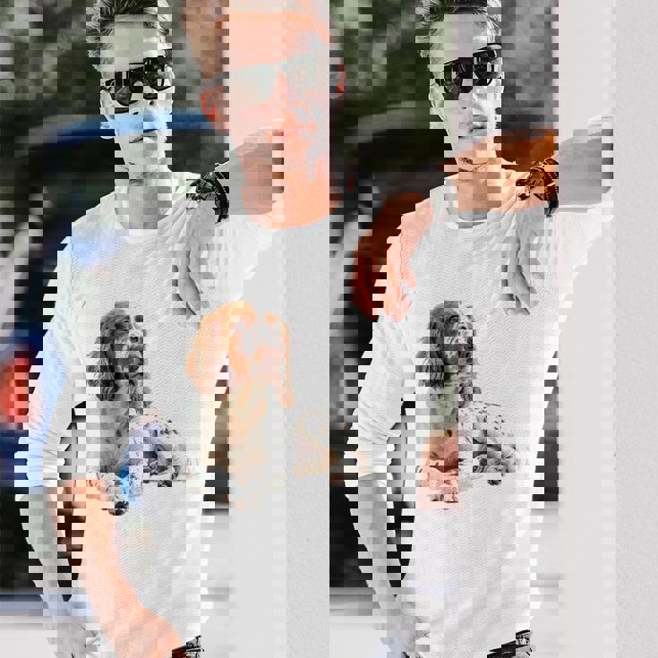 イングリッシュセッター 犬 モチーフ ペット アートワーク イングリッシュセッター 長袖Tシャツ 彼への贈り物