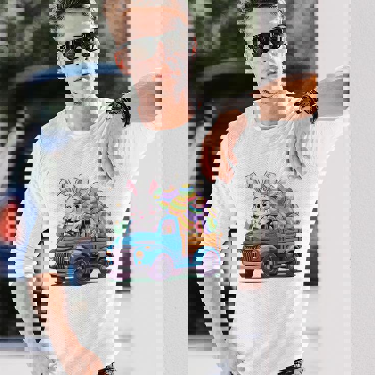 イースタートラッカー-面白いイースターバニーボーイズイースターネストトラック 長袖tシャツ 長袖Tシャツ 彼への贈り物