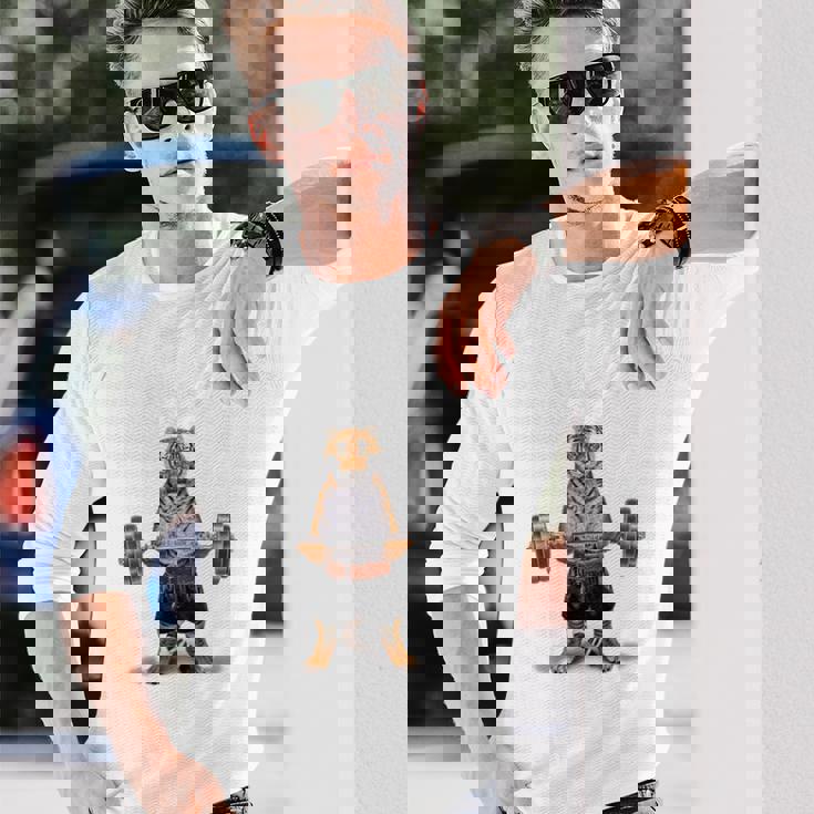 ウェイトリフティング 筋トレ バーベル やる気がないなら家に帰れ トラ 虎 長袖Tシャツ 彼への贈り物