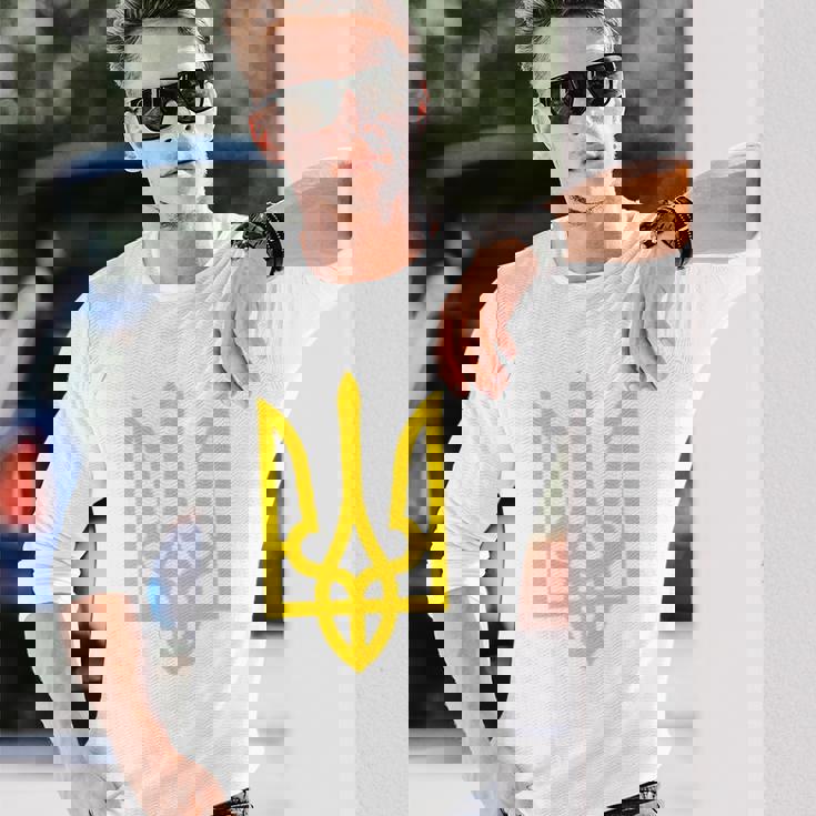 ウクライナ大統領ヴォロディミル・ゼレンスキー ウクライナエンブレム 長袖Tシャツ 彼への贈り物