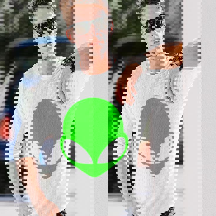 エイリアンヘッド グリーンフェイス ファニービリーブ Ufo ヒューマンコスチューム Edm 長袖tシャツ 長袖Tシャツ 彼への贈り物