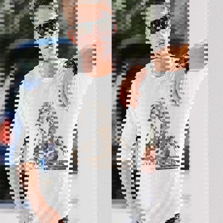 エジプト スフィンクス 神秘 ラムセス バックプリント 長袖Tシャツ 彼への贈り物