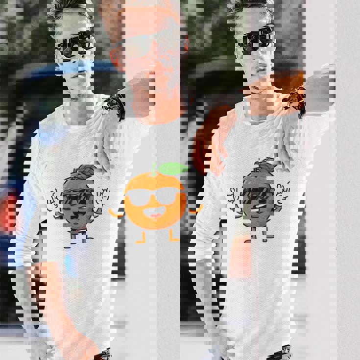 オレンジ 面白い 人間 クール シェード 腕 脚 夏 太陽 長袖Tシャツ 彼への贈り物