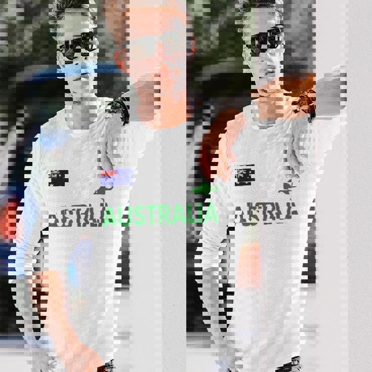 オーストラリア 国旗 カンガルー サッカー ラグビー フットボール 水泳 応援 長袖Tシャツ 彼への贈り物