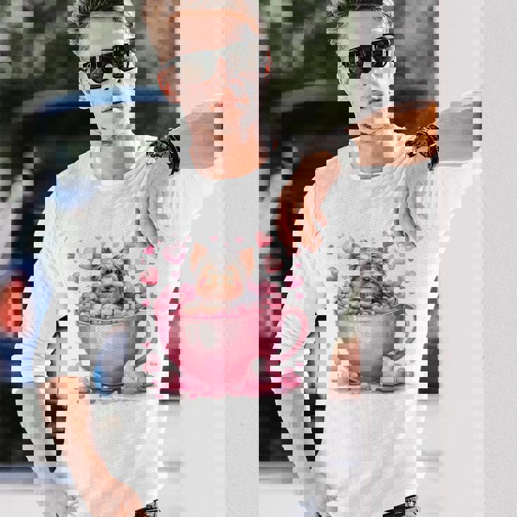 カップに入った子犬 長袖tシャツ 長袖Tシャツ 彼への贈り物